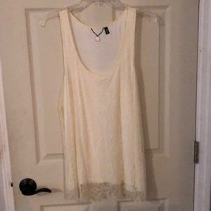 BKE tank. Lace overlay with lining. Size large. T is cream colored